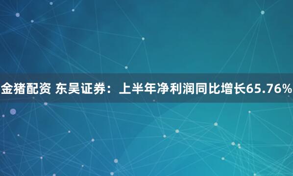 金猪配资 东吴证券：上半年净利润同比增长65.76%