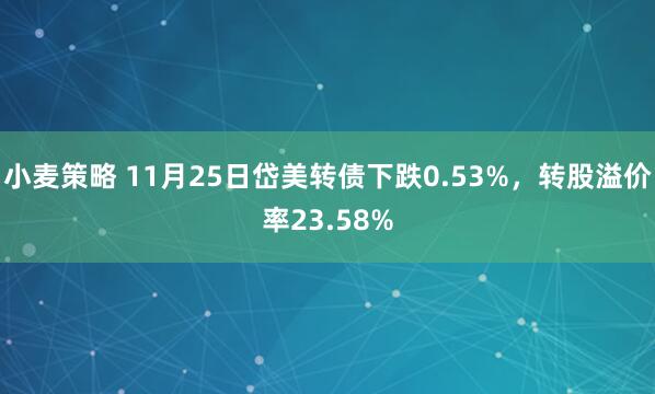 小麦策略 11月25日岱美转债下跌0.53%,转股溢价率23.58%